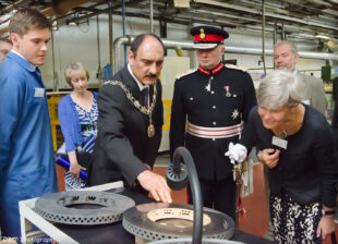 Lord Lieutenant and Mayor on the factory tour