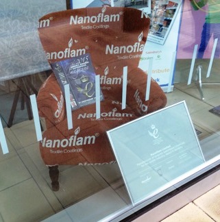 A Nanoflam Chair in a window display.