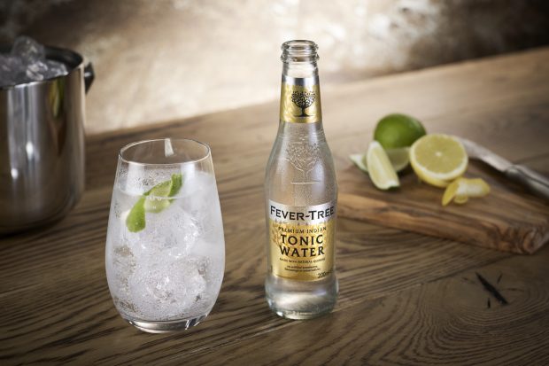 A bottle of Fever-Tree tonic water.
