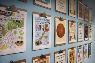 Display of Twinkl resources mounted on clipboards.