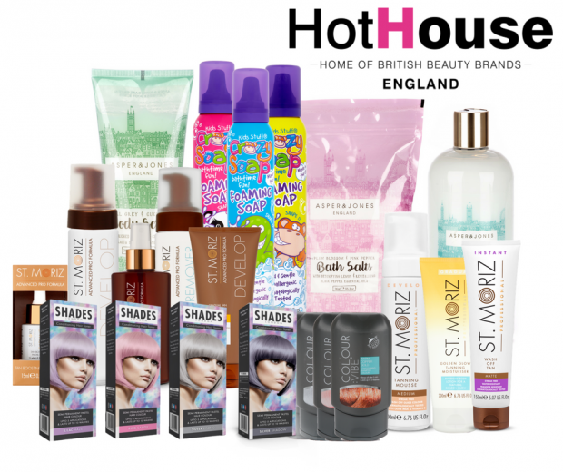 Beauty products produced by HotHouse, including Shades hair dye and St Moritz tanning products.