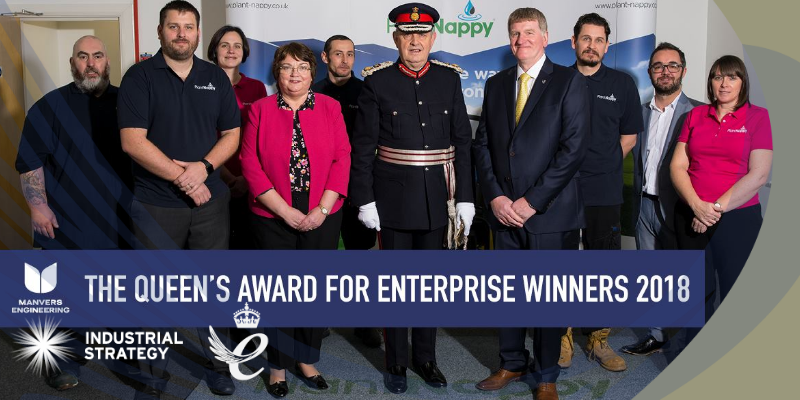 Photo of Manvers Engineering receiving their Trophy from the Lord Lieutenant. 